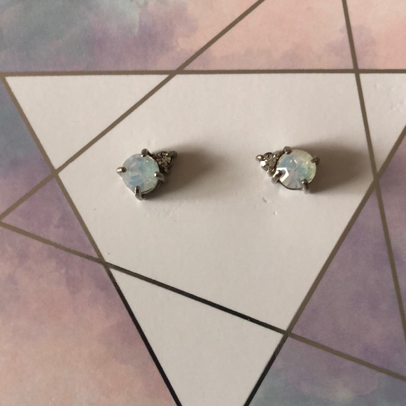 Opal Stud Earrings - Silver - Picture 2 of 4